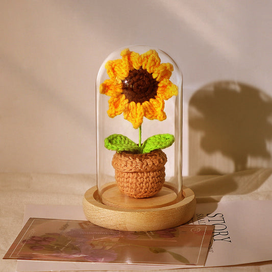 Handwoven Gift Sunflower Mini Potted Plant