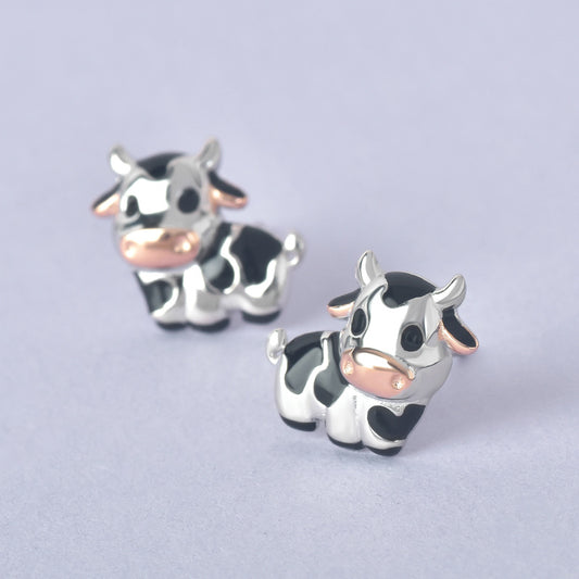 S925 Silver Cute Cow Stud Earrings