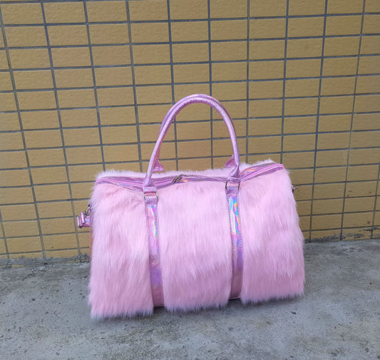 Plush Pink Travel Bag Duffle Bag