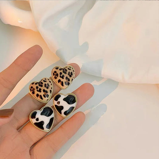 Love Leopard Pattern Cow Sweet Wild Earrings