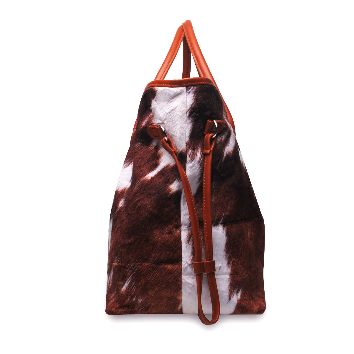 Large Capacity Plush Cow Pattern Travel Bag Shopping Bag