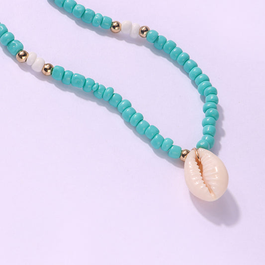 Simple Large Rice Bead Shell Pendant Necklace