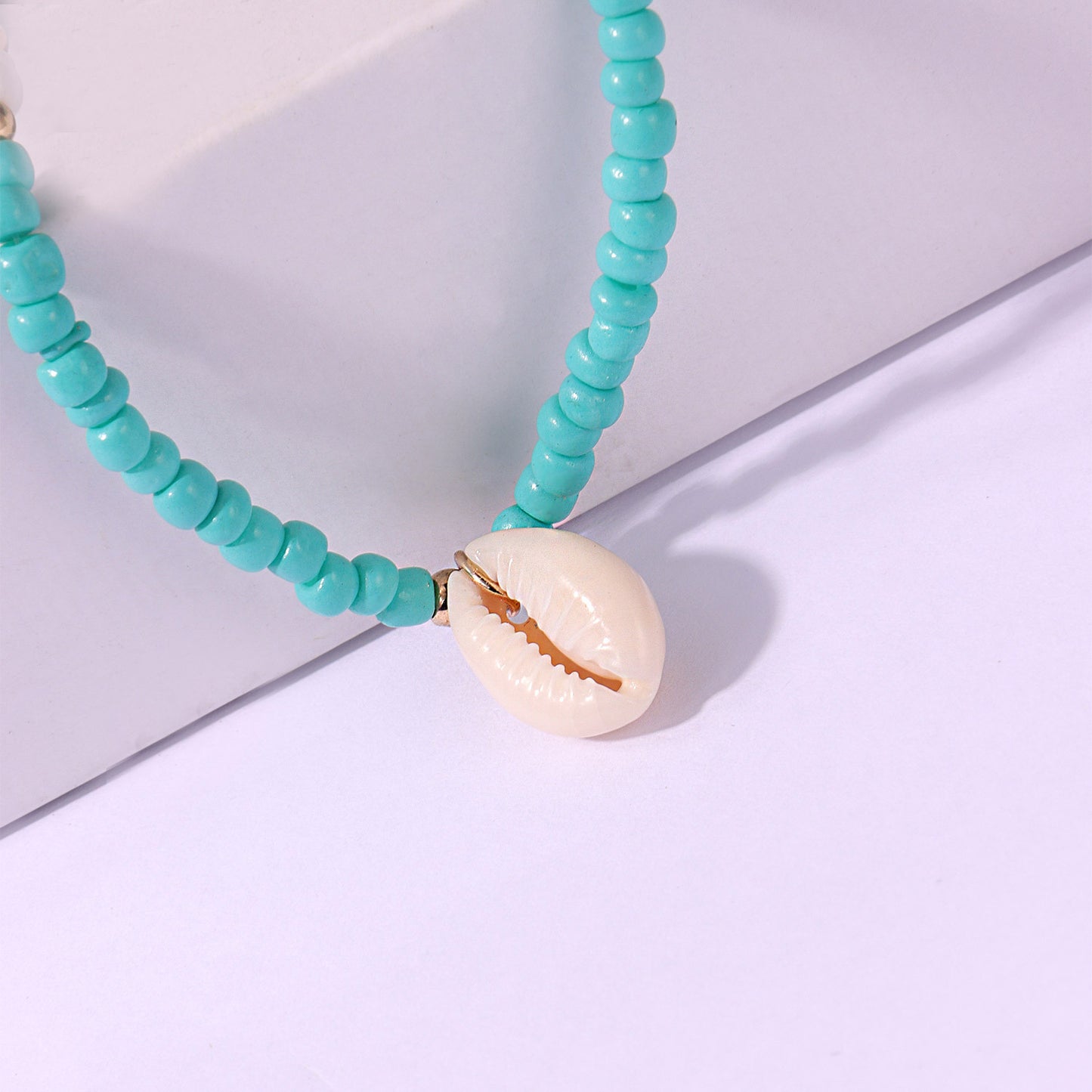 Simple Large Rice Bead Shell Pendant Necklace