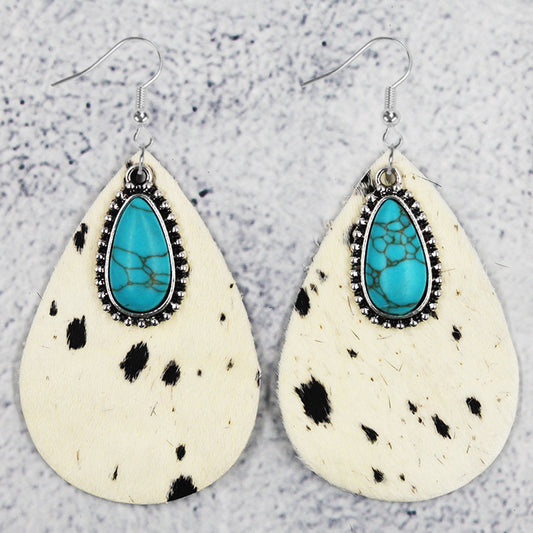 Droplet Shaped Earrings Turquoise Cowboy western style