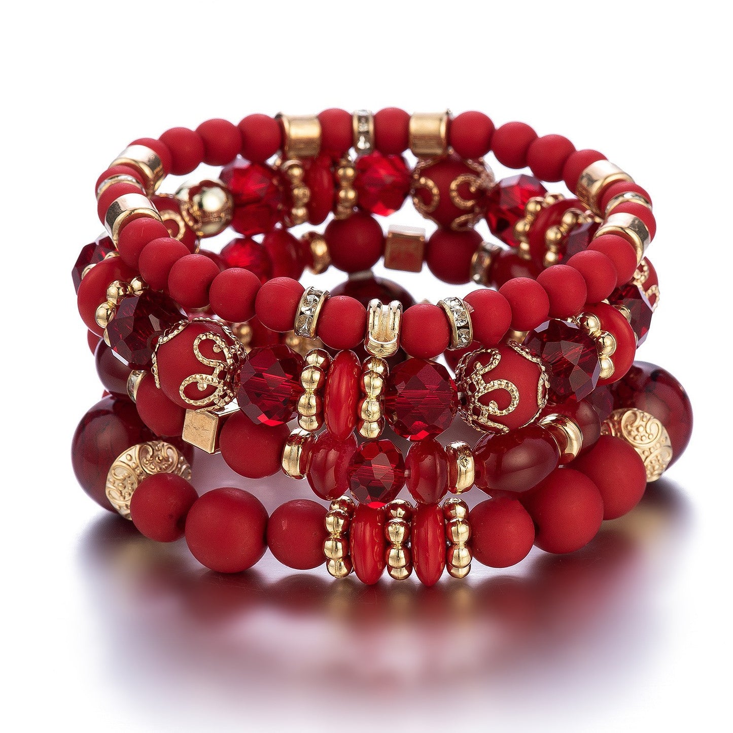 Multilayer Bracelet Crystal Heart Beads