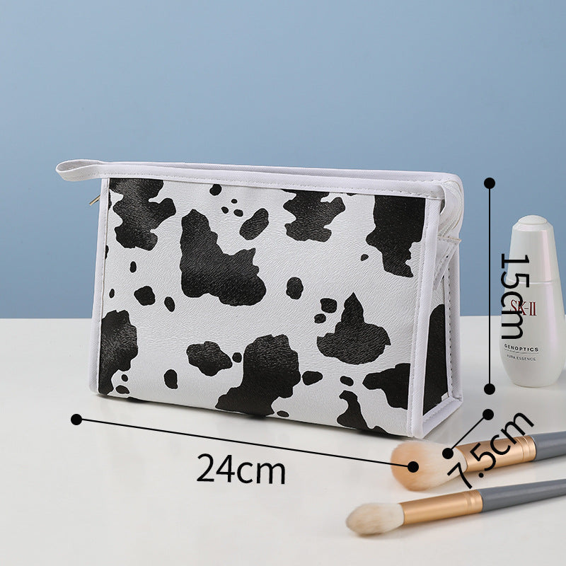 Cow Pattern Cosmetic Bag Large Capacity Portable Travel Travel Storage Bag Thick Waterproof