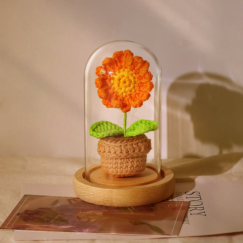 Handwoven Gift Sunflower Mini Potted Plant