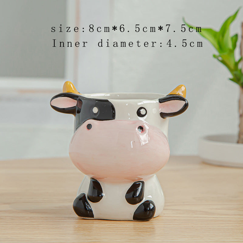 Home Gardening Cute Cow Ceramic Flower Pot